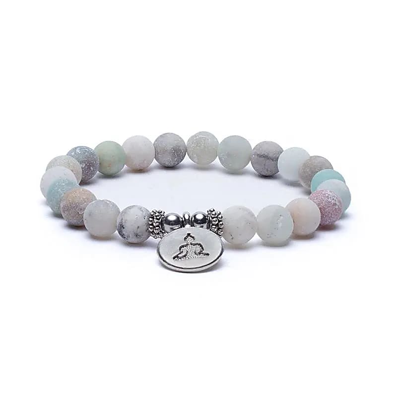 Bracelet en Amazonite 21 perles | charm Bouddha