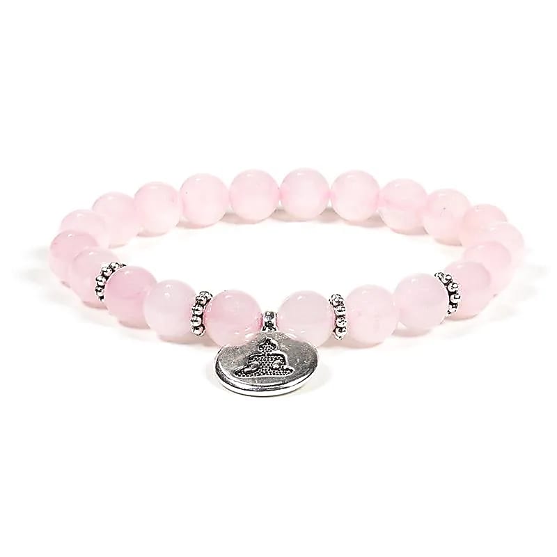 Bracelet Quartz Rose 21 perles | charm Bouddha