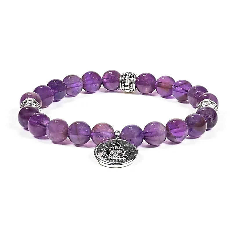 Bracelet Bouddha Améthyste 21 perles | charm Bouddha