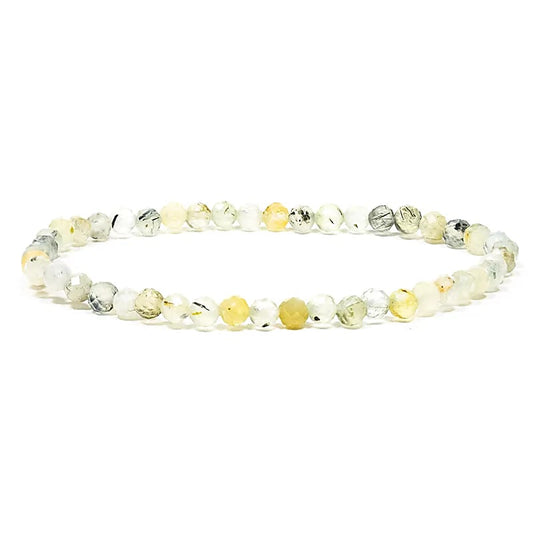 Bracelet de préhnite a facettes - 4 mm