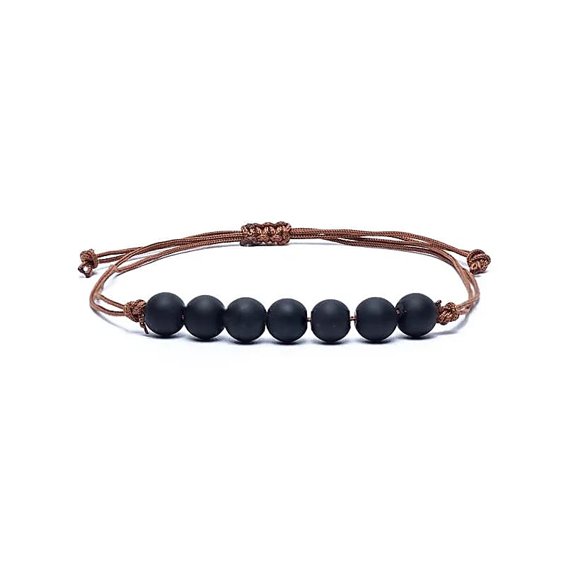 Bracelet Obsidienne ajustable | 7 perles