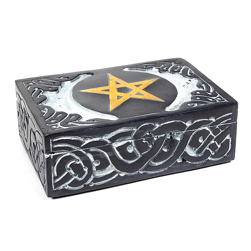 Boite à tarot ou bijoux en pierre à savon pentacle