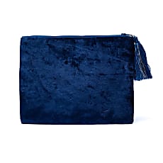 Verso de la Pochette zippée en velours Bleu Foncée| broderie Lunes et Etoiles