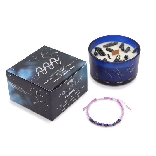 Coffret Cadeaux Bougie et Bracelet - Verseau