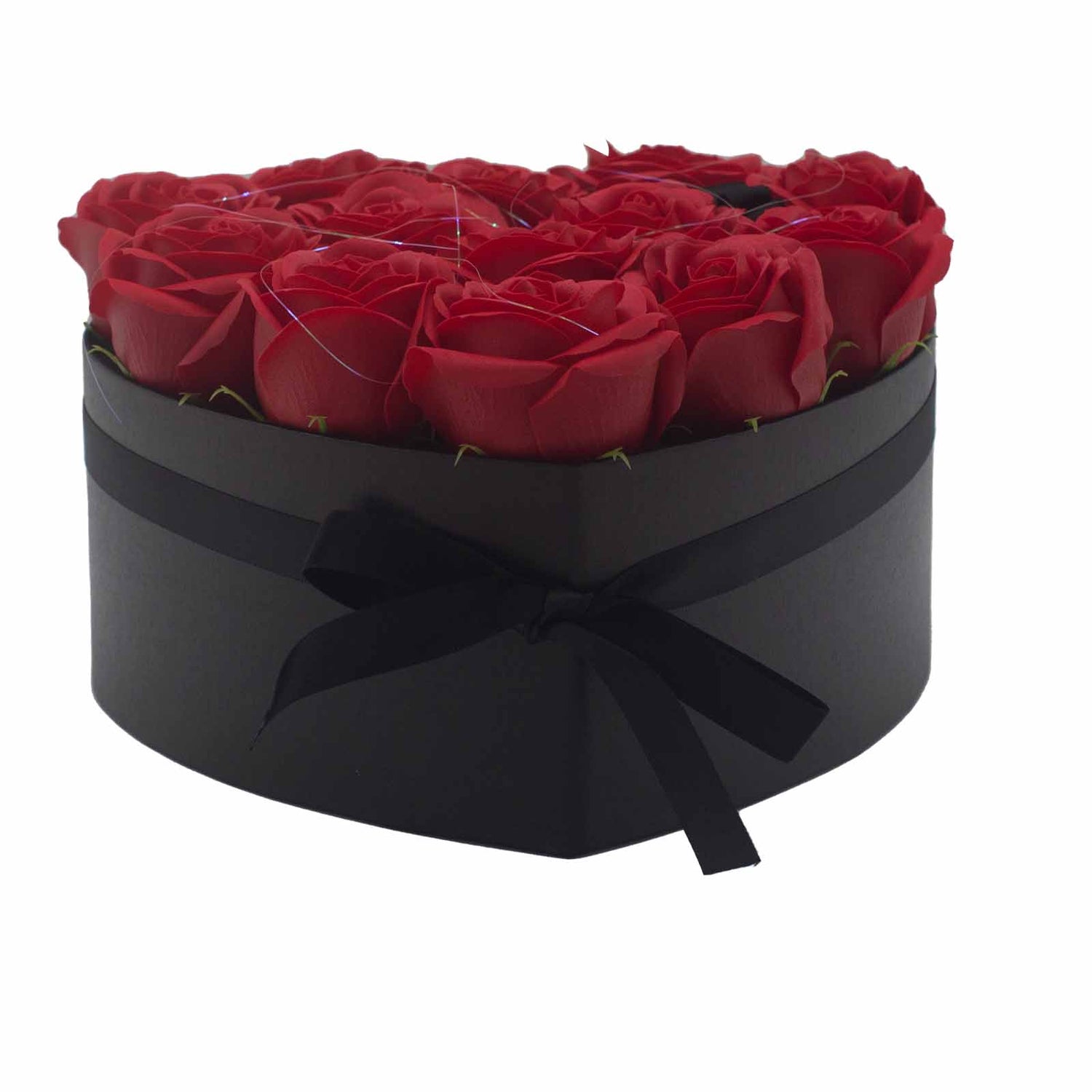 Coffret Cœur de Fleurs de Savon - Roses rouges - composé de 13 roses rouges