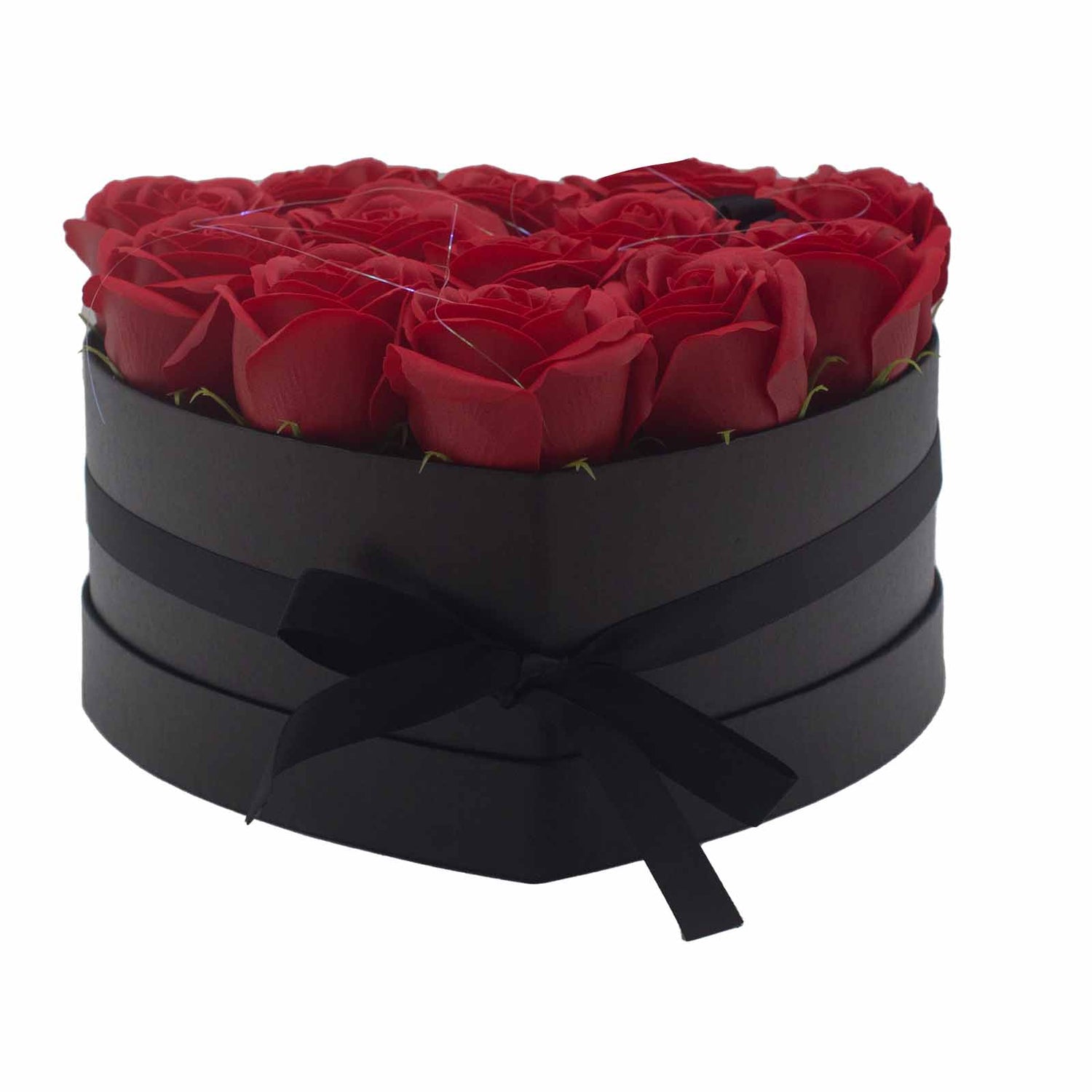 Coffret Cœur de Fleurs de Savon - Roses rouges - vue de profil