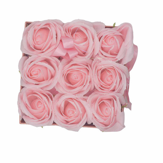 Coffret Boite de Fleurs de Savon - Roses roses - vue de dessus