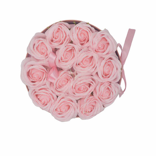 Coffret Rond de Fleurs de Savon - Roses roses - vue de dessus