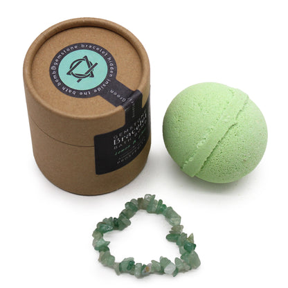 Bombe de bain &amp; Bracelet Aventurine verte – Bien-être &amp; Énergie