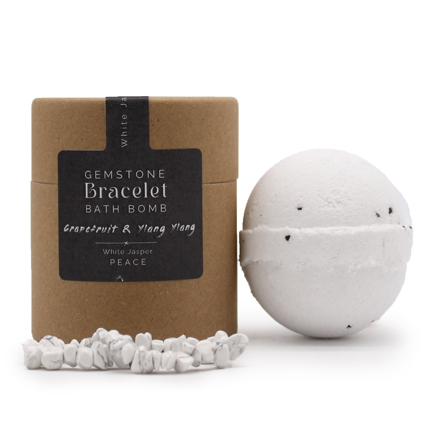 Bombe de bain et bracelet en Jaspe Blanc - composition du coffret