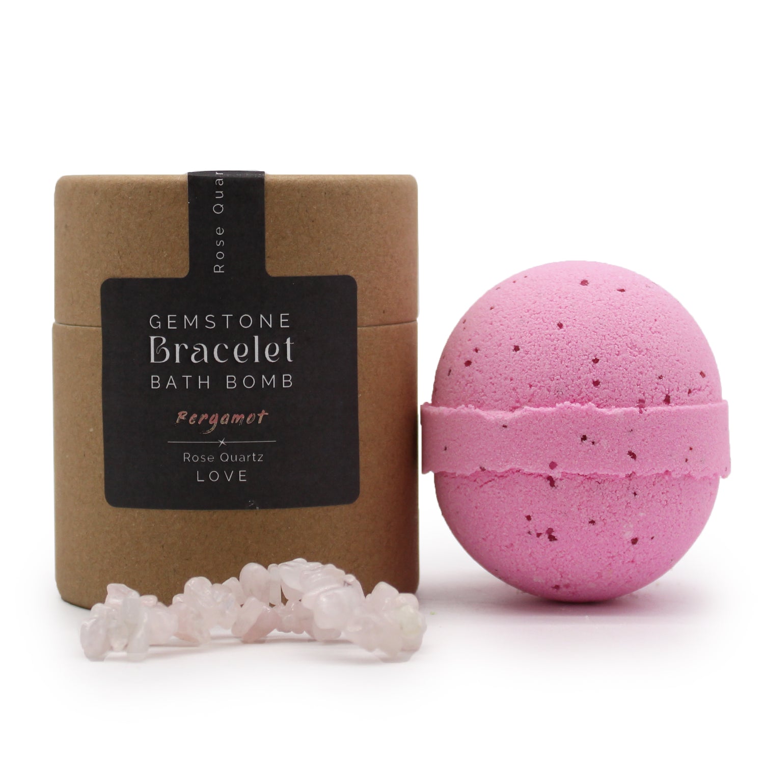 Bombe de bain et bracelet en Quartz Rose - composition du coffret