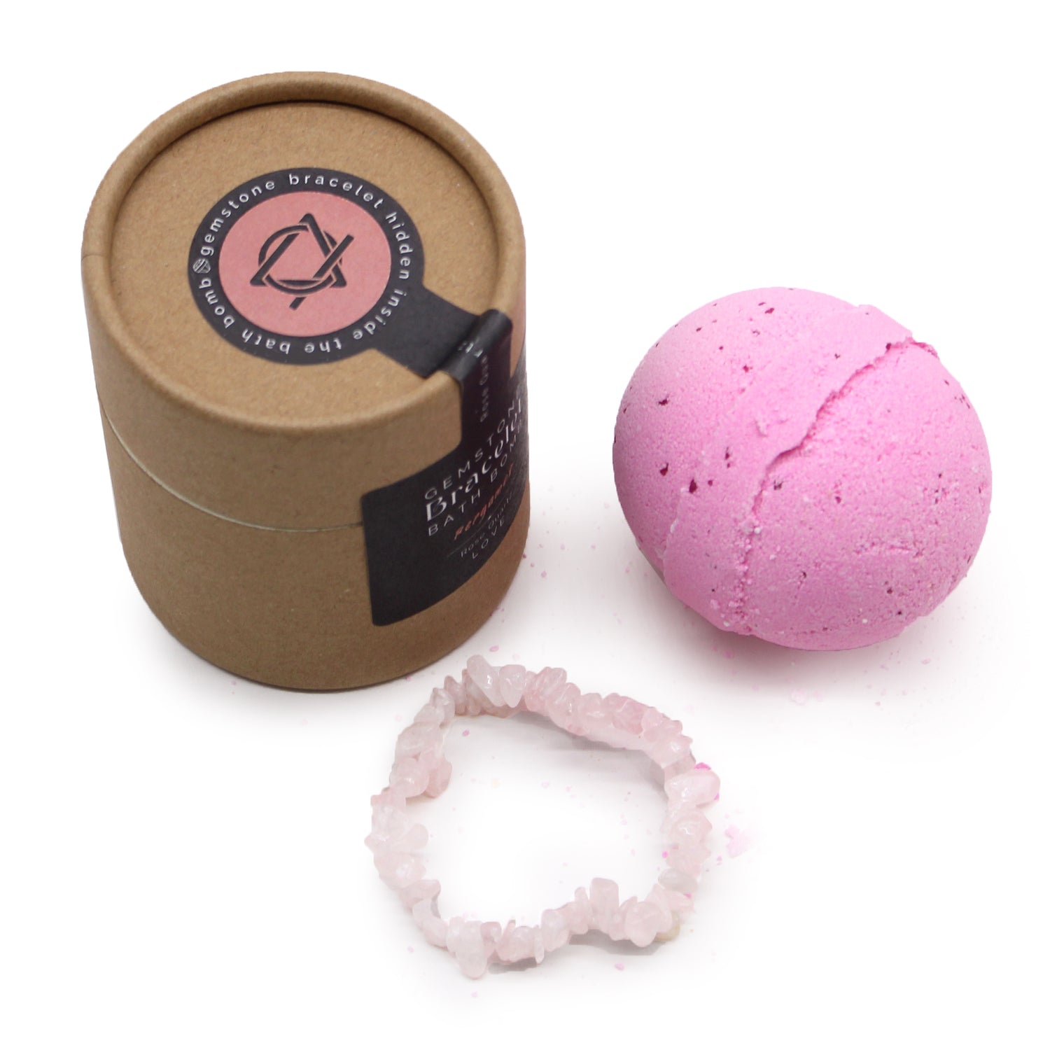 Bombe de bain &amp; Bracelet Quartz Rose – Soin et Énergie Positive