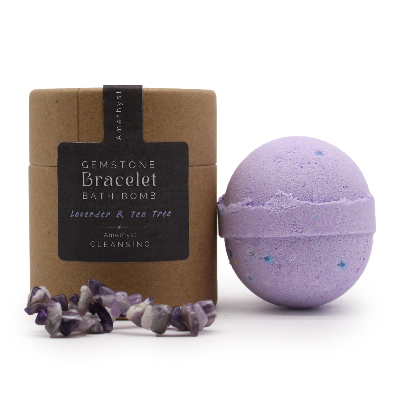 Bombe de bain et bracelet en Améthyste - composition du coffret