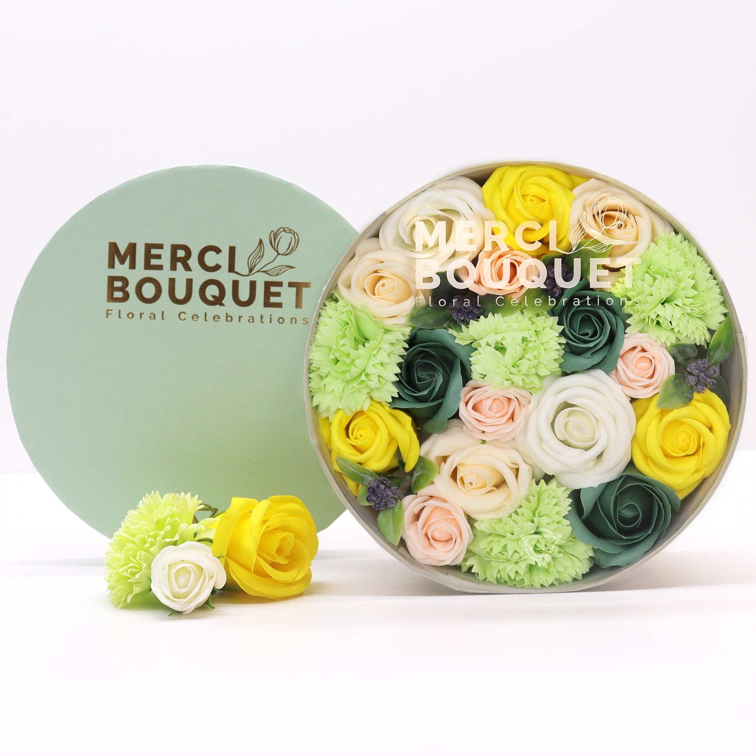 Fleurs de savon - boîte ronde