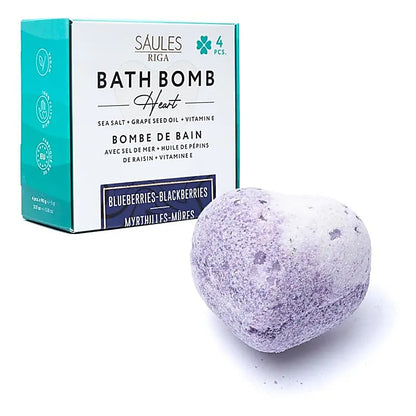 Bombe de bain cœur - parfum Myrtilles Mûres- sels de mer et pépin de raisin