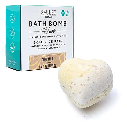 Bombe de bain cœur - parfum Lait de chèvre - sels de mer et pépin de raisin