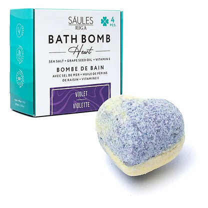 Bombe de bain cœur - parfum Violette - sels de mer et pépin de raisin