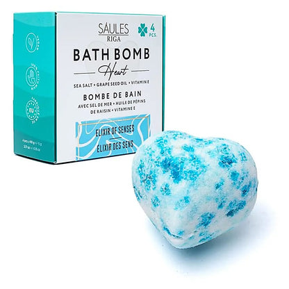 Bombe de bain cœur - parfum Elixir of senses- sels de mer et pépin de raisin