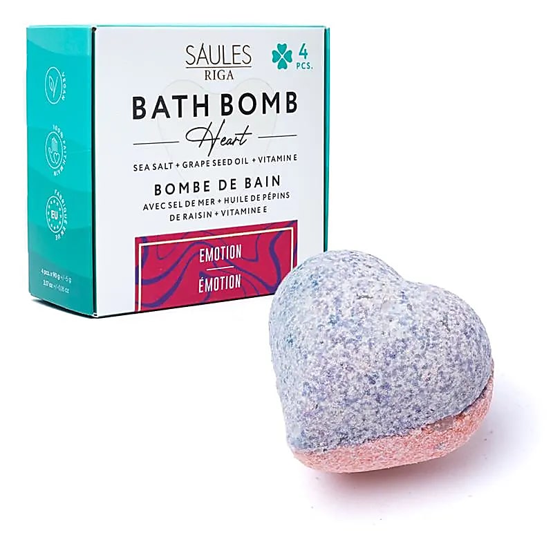 Bombe de bain cœur - parfum Emotion-  sels de mer et pépin de raisin