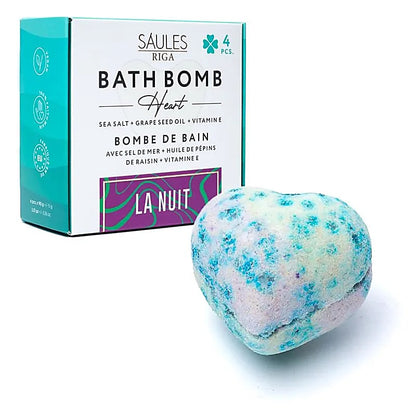 Bombe de bain cœur - parfum La nuit - sels de mer et pépin de raisin