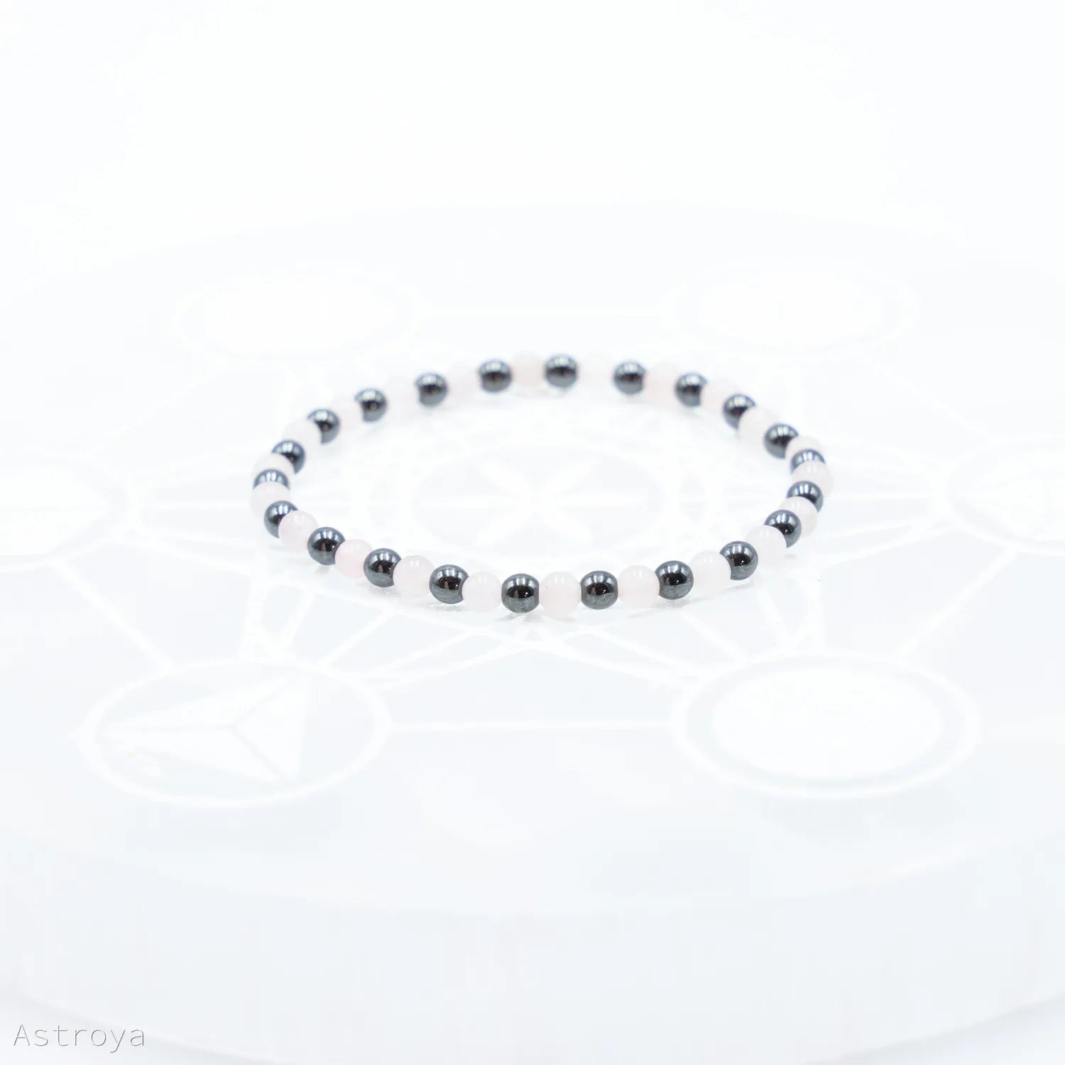 Bracelet Hématite / Quartz rose - 4 mm