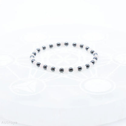 Bracelet Hématite / Quartz rose - 4 mm