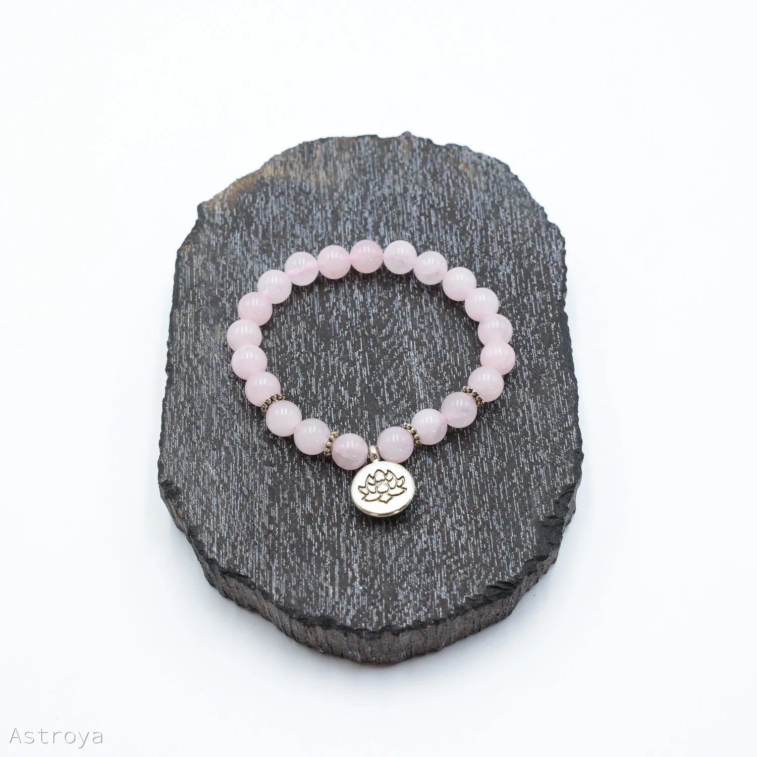 Ce Bracelet Quartz Rose 21 perles | charm Lotus convient à tous 