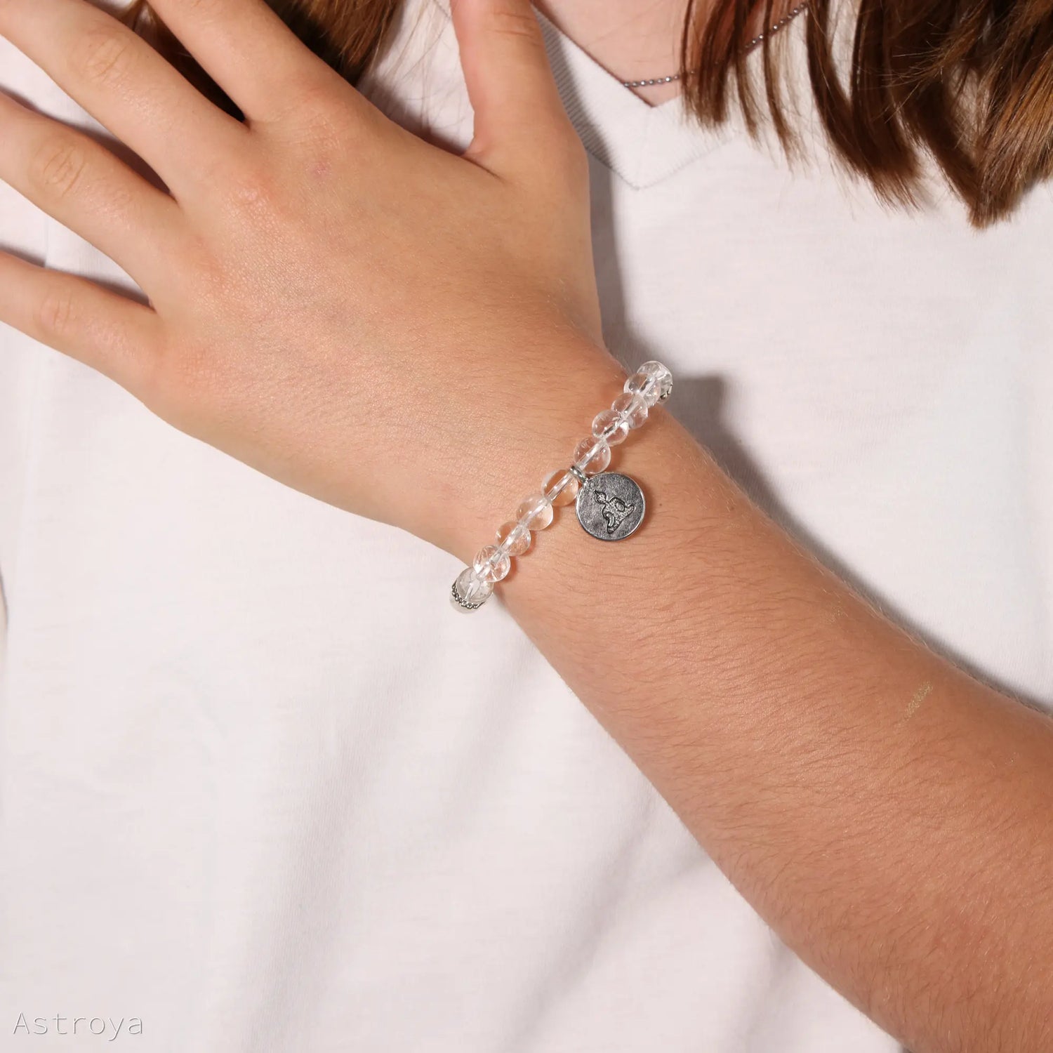 Bracelet Bouddha Cristal de Roche 21 perles | charm Bouddha