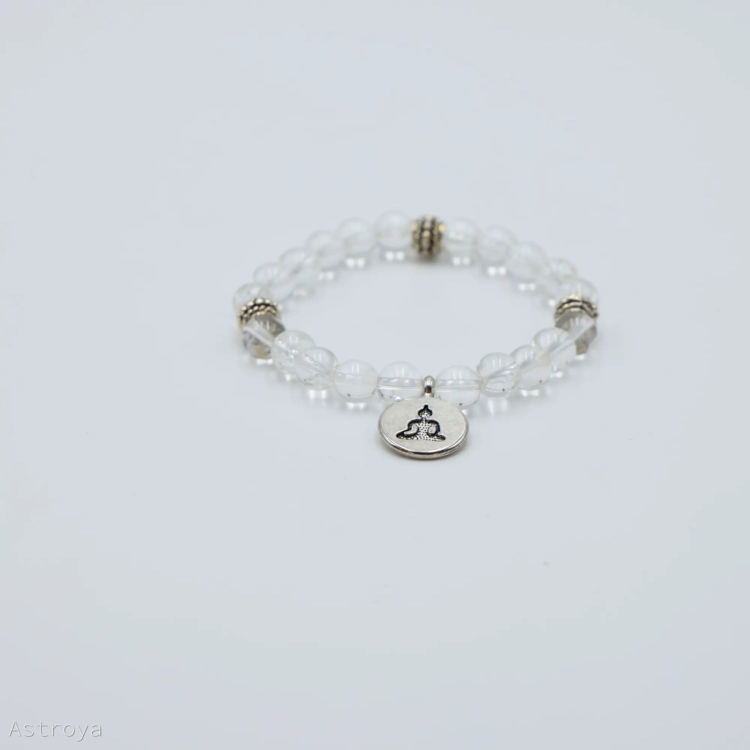 Bracelet Bouddha Cristal de Roche 21 perles | charm Bouddha