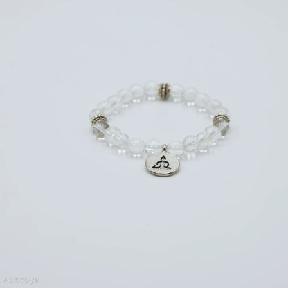 Bracelet Bouddha Cristal de Roche 21 perles | charm Bouddha