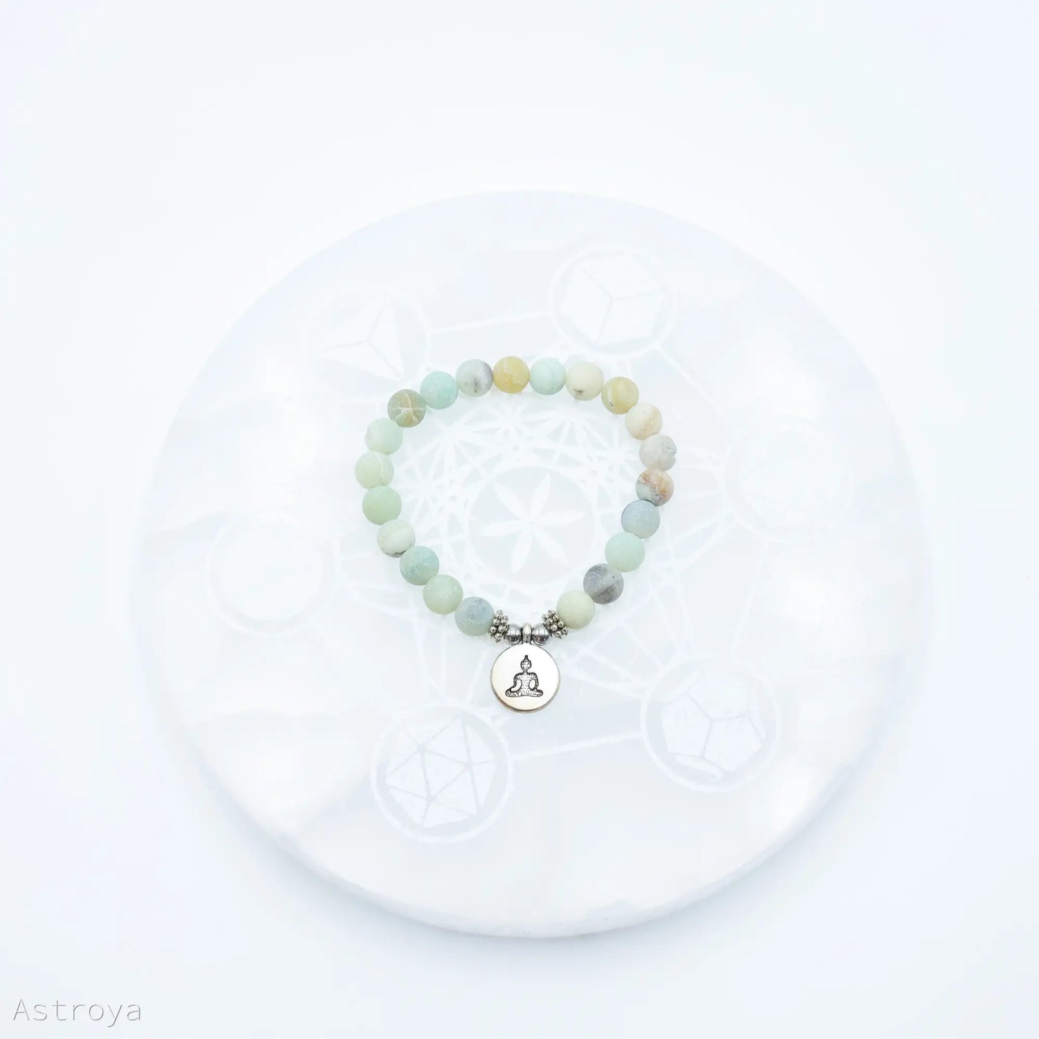 Bracelet en Amazonite 21 perles | charm Bouddha