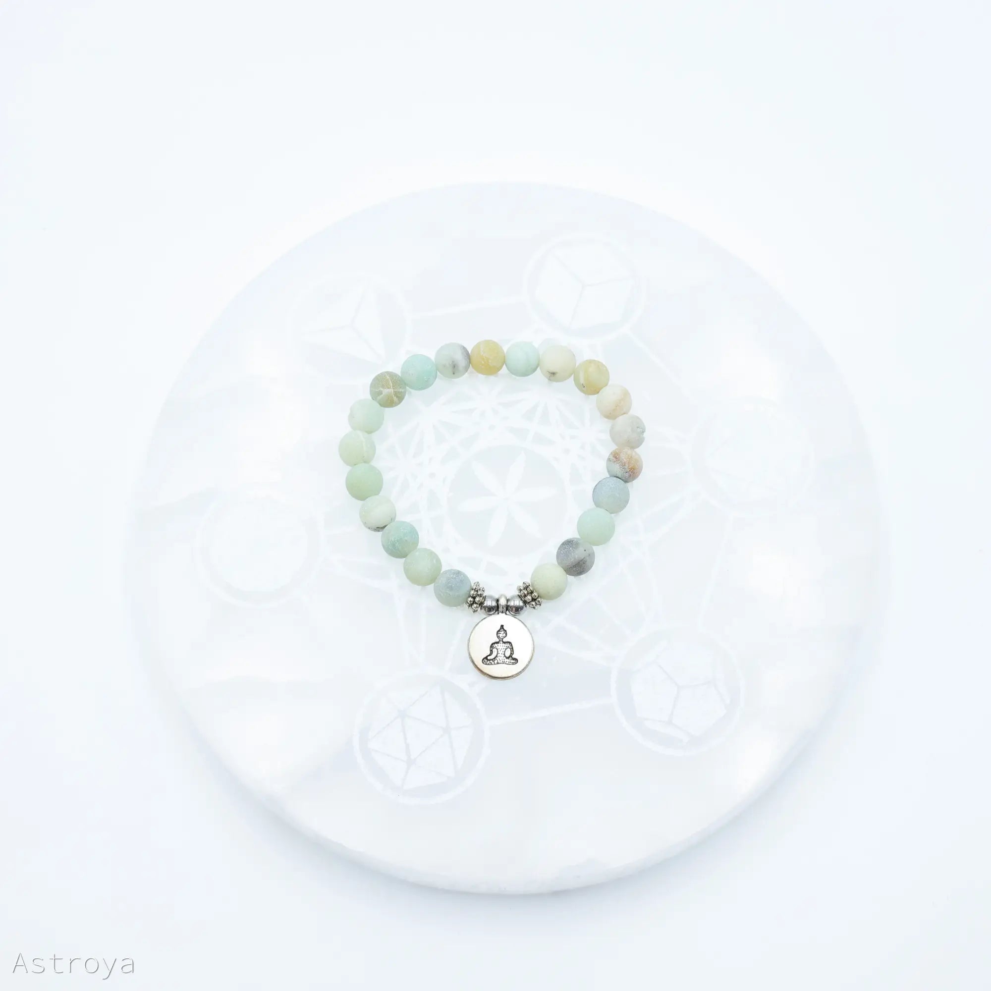 Bracelet en Amazonite 21 perles | charm Bouddha