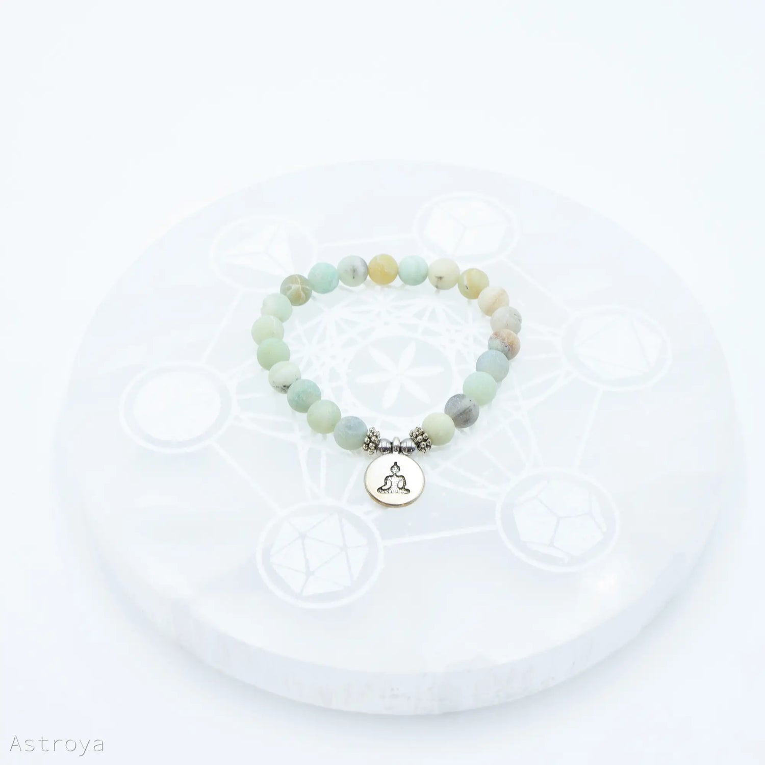 Bracelet en Amazonite 21 perles | charm Bouddha