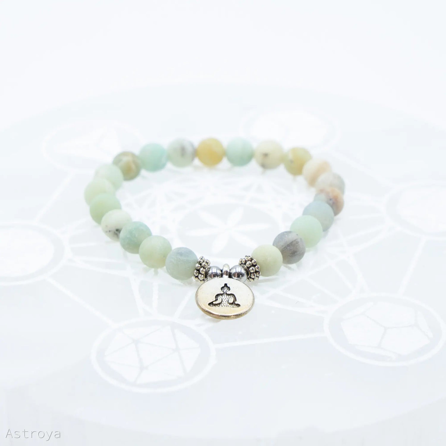 Bracelet en Amazonite 21 perles | charm Bouddha